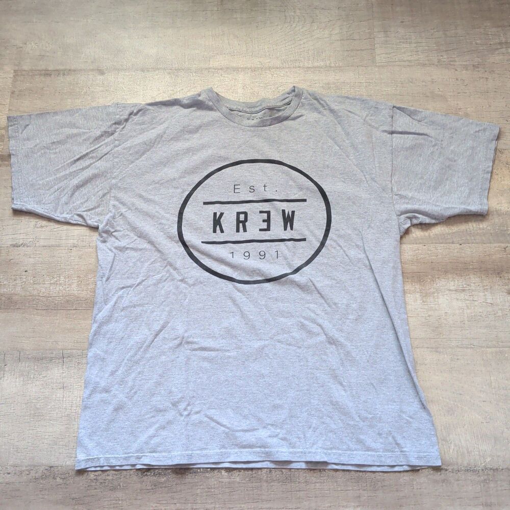 ​KR3W Skateboards Graphic T Shirt Mens XL Gray Est 1991 Circle Logo Skate Tee